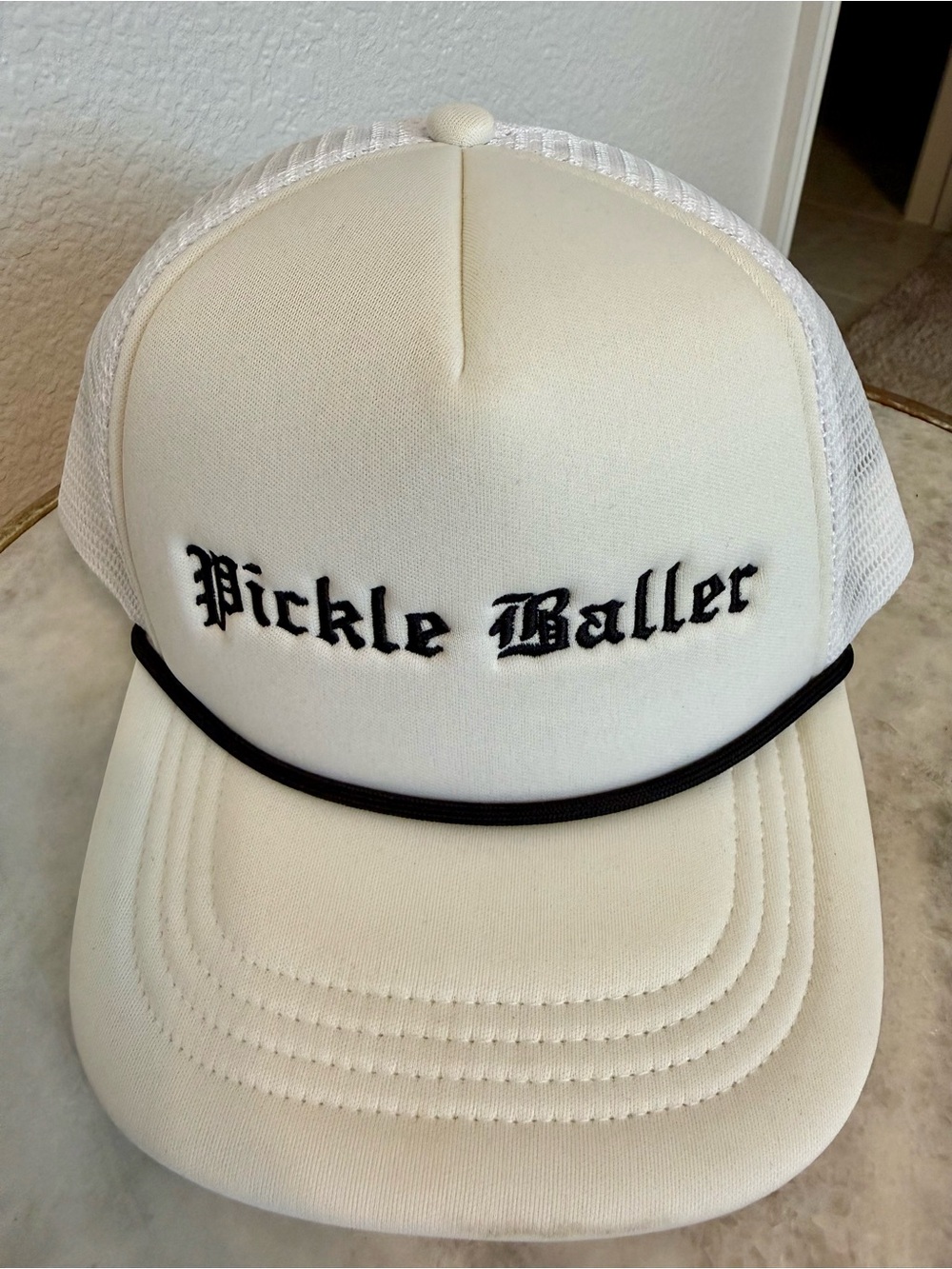 Pickle Baller White Mesh Trucker Hat